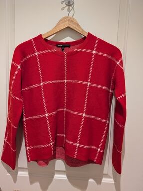 Maje Red Sweater with White Grid